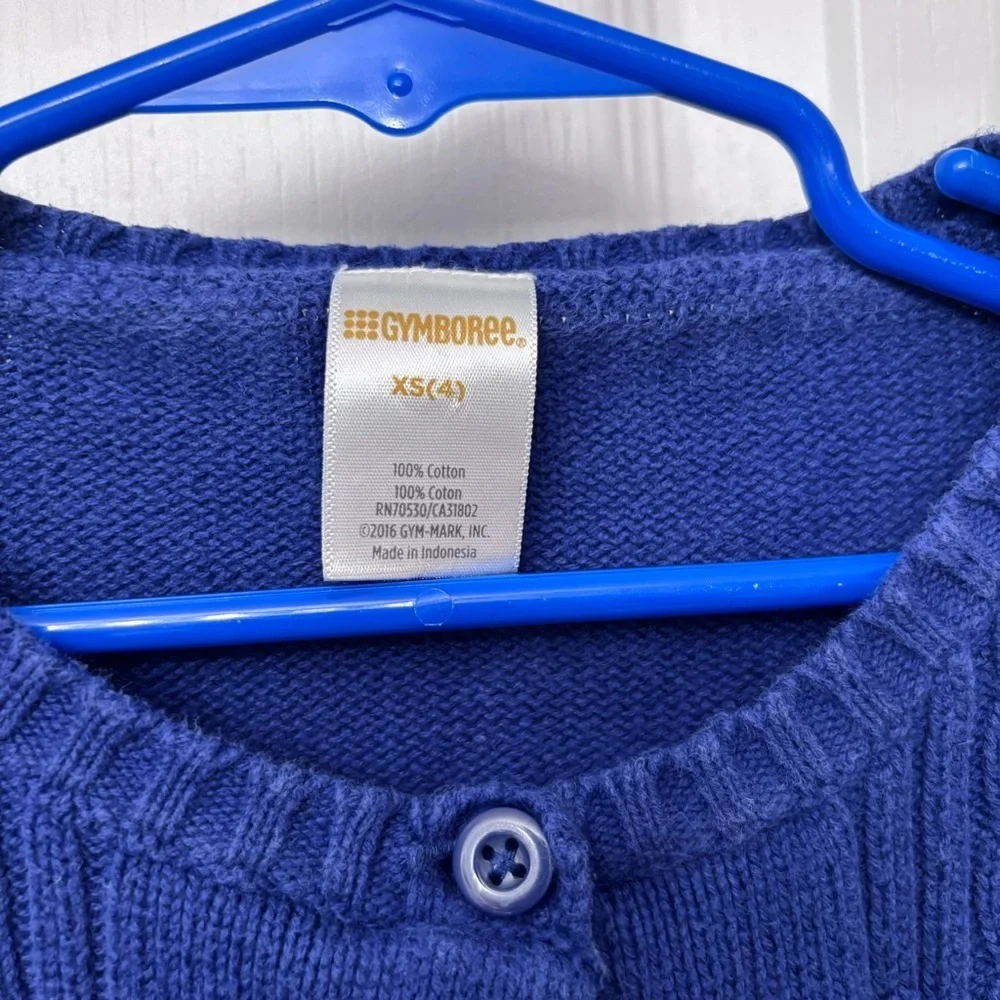 Blue Cable-Knit Cardigan | Gymboree XS (4)